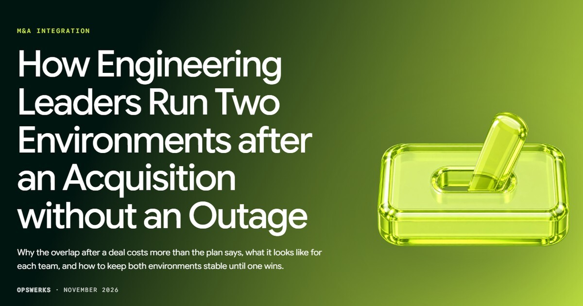 Glass toggle switch beside the title How Engineering Leaders Run Two Environments after an Acquisition without an Outage