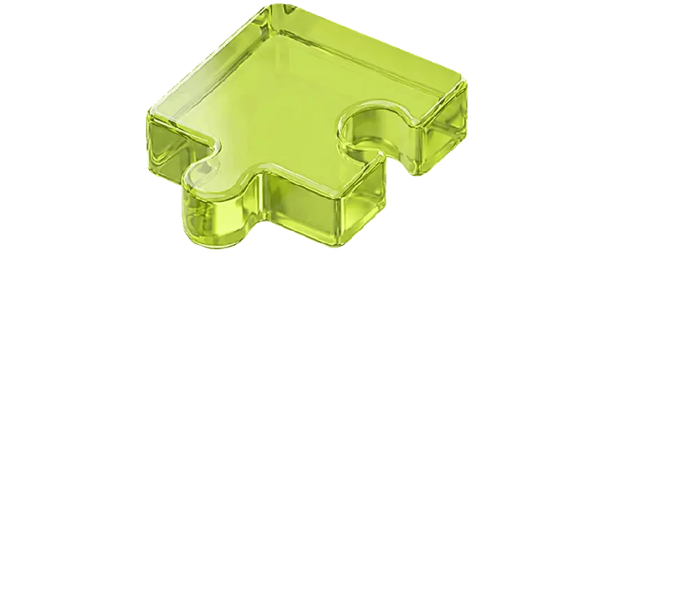 A fourth glass puzzle piece lifted out of the set